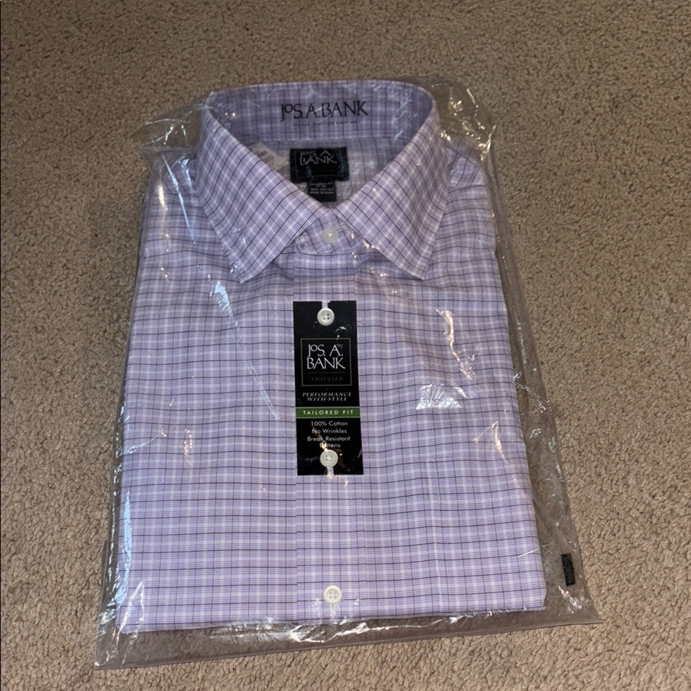 Jos. A. Bank Purple Dress Shirt Gingham Pattern